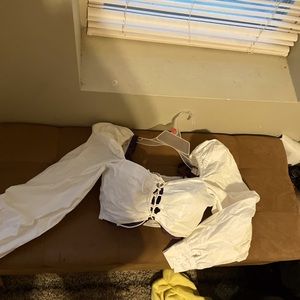 White drawstring crop top